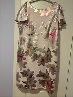 Pink Floral Metallic-Accent Mini Dress
